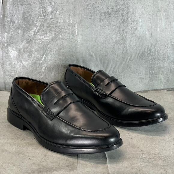 VANCE CO. Men\'s Wide Width Black Faux Leather Keith Slip-On Penny Loafers SZ 12W main image 5